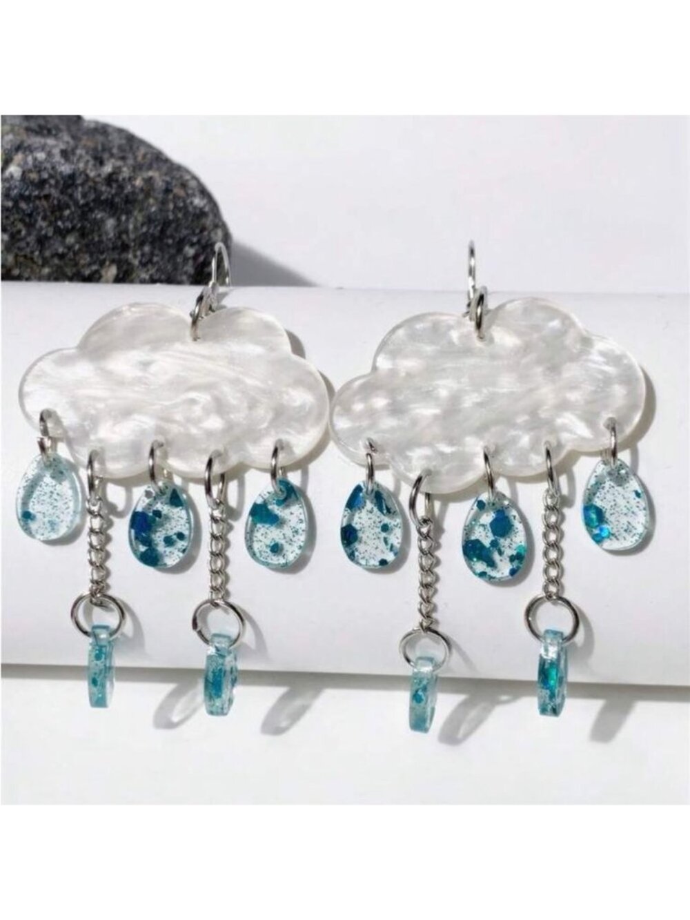 Cloud with Blue Rain Drops earring A1628